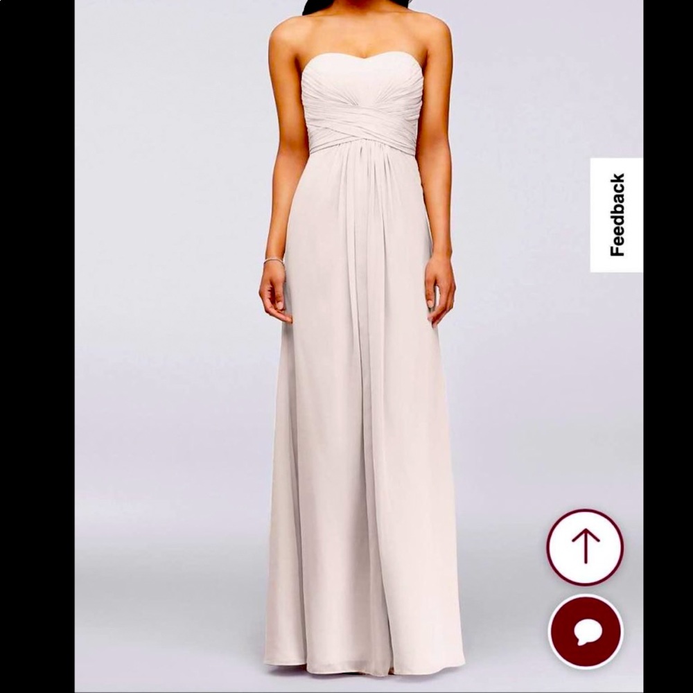 NTW David’s Bridal Floor Length Bridesmaids Gown, Size 4 “Mercury” Silver
